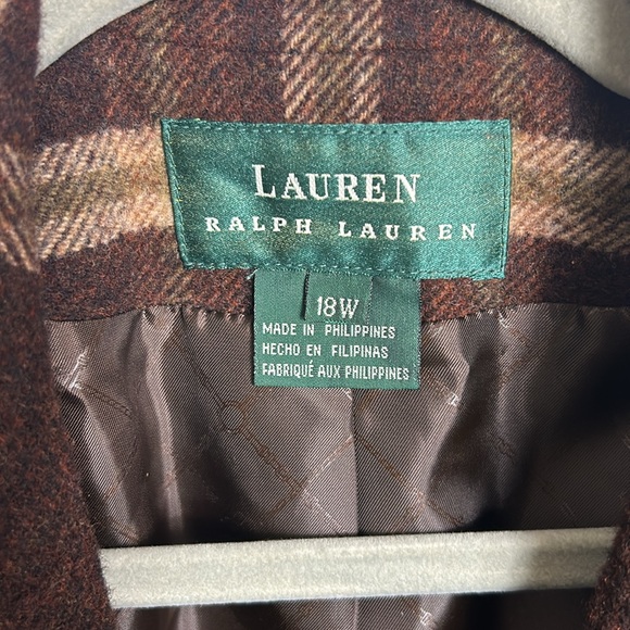 Lauren Ralph Lauren wool
 Plaid Blazer/Jacket Brown Preppy Tweed Women’s Size - Picture 2 of 7